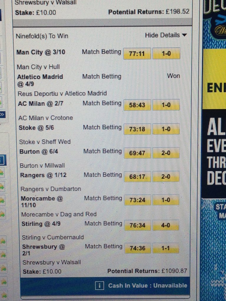 CafferkeyElliot's tweet photo. @WillHillBet why is cash in unavailable here?!? https://t.co/pAfQscnENt