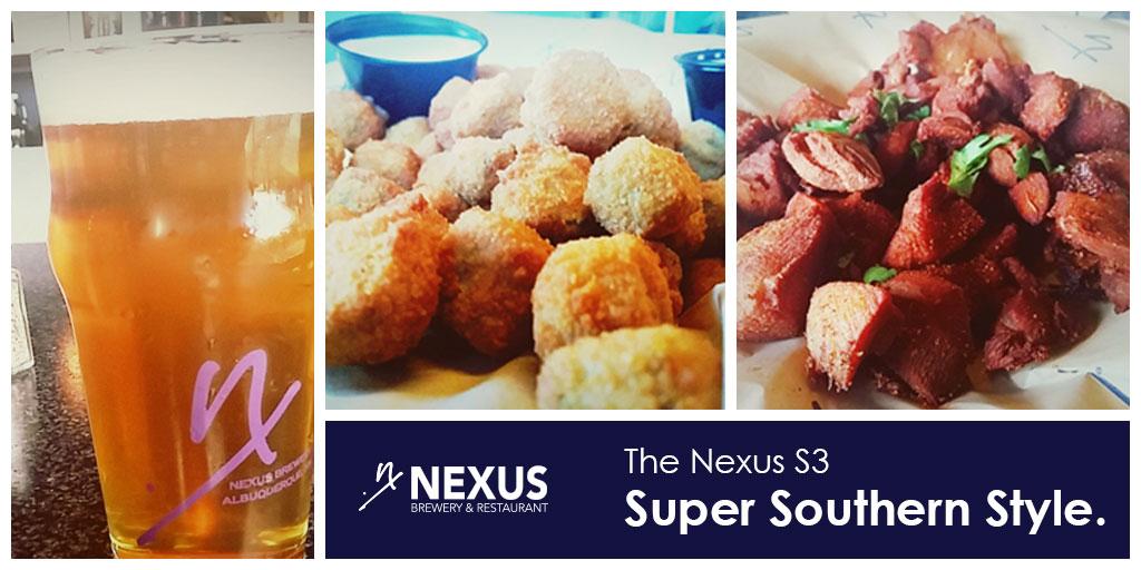 NexusBrewery's tweet photo. #SuperSouthernStyle (S3). This is the USS Simcoe, Chicharrones, and Fried Okra. What is your favorite #S3 at Nexus? https://t.co/F6h4z5xPeH