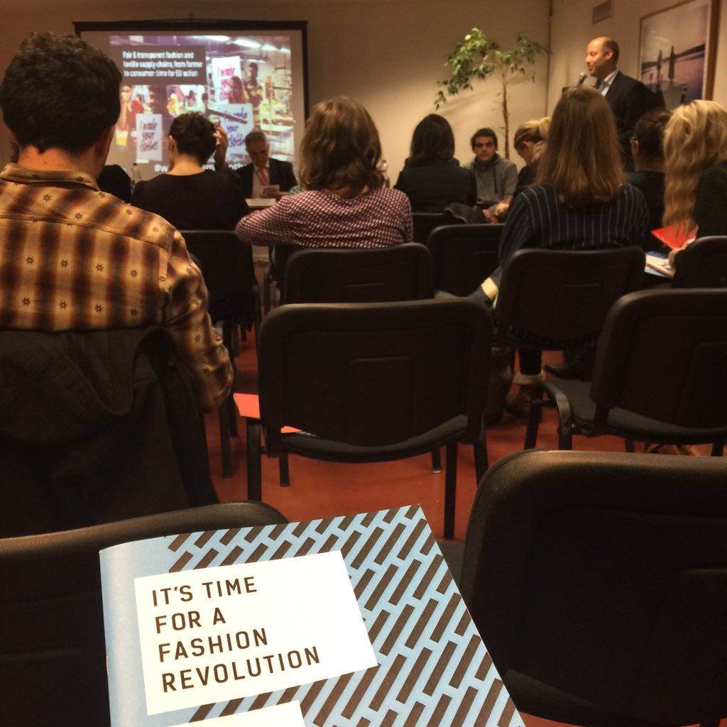 AnthonyPel's tweet photo. "It's time to a fashion revolution" with R. Ridolfi dir. at the European Commission #fairtrade #Bruxelles https://t.co/cuFowKmypt