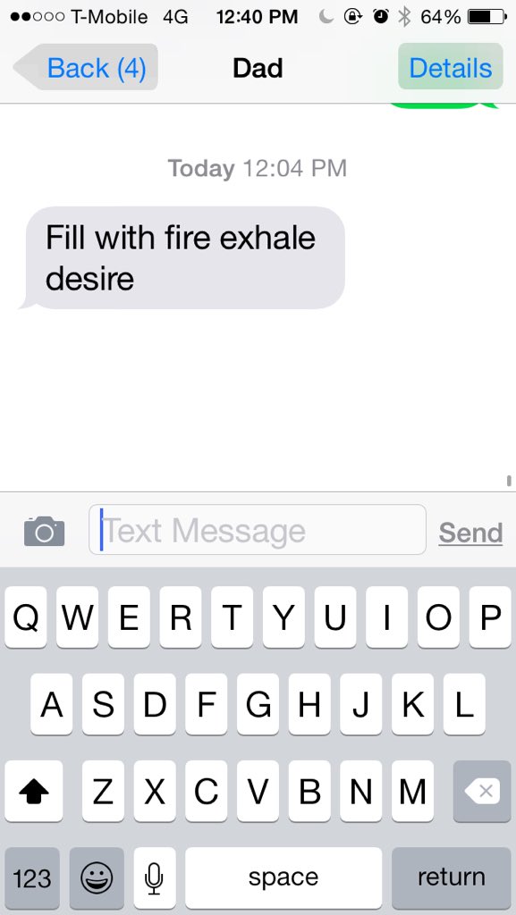 When your dad texts you lyrics on Tyler Joseph\s birthday a happy birthday to this music lord 