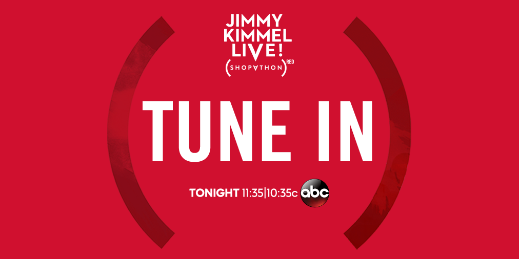 RED's tweet photo. TONIGHT: Watch the @RED #SHOPATHON on @JimmyKimmelLive with Bono, Matt Damon, @thekillers, @OliviaWilde &amp; more! https://t.co/MKl8ySR3dO