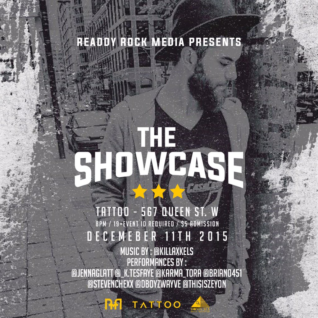 ReaddyRock's tweet photo. #ReaddyRockMedia and  @doniaaly416 presents #Showcase416 with live performances  Dec11th @ tattoo lounge!!!! https://t.co/SyG9uq0YKO