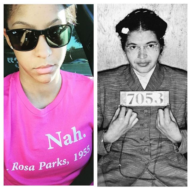 Candace_Parker's tweet photo. Today is the 60th anniversary of when Rosa Parks said "Nah" #SheSatdown #FueledAMovement #NeverBeScaredToAct https://t.co/aUIQ7O0raN