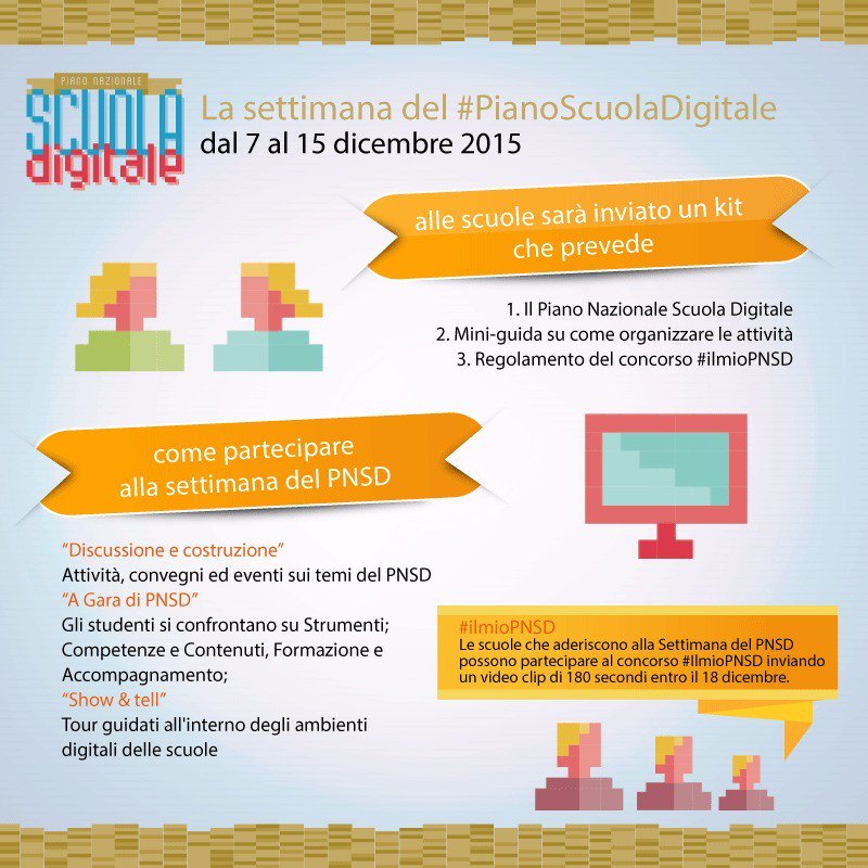 MIsocialTW's tweet photo. Dal 7 al 15 dicembre la Settimana del #PianoScuolaDigitale. Scopri la nuova iniziativa Miur! https://t.co/e75nKm2viy https://t.co/7RM5ulCnXz