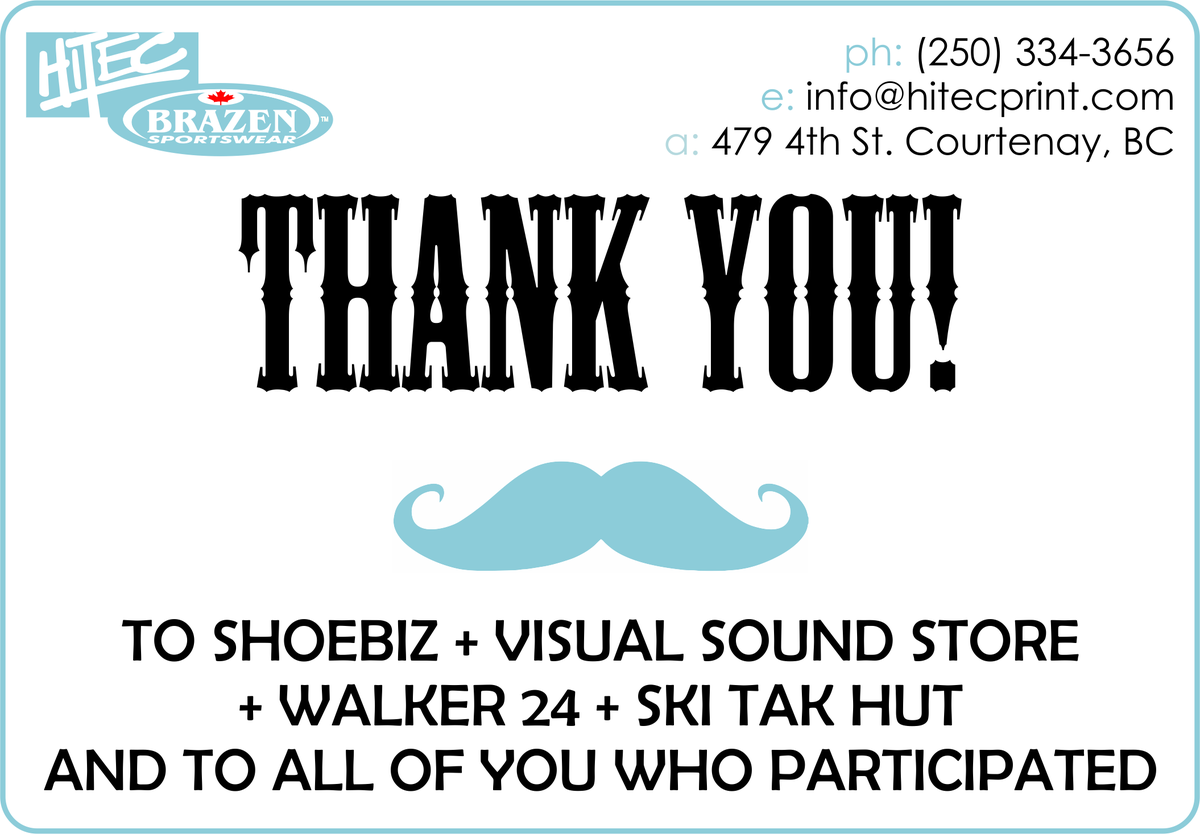 HitecBrazen's tweet photo. THANK-YOU #downtowncourtenay biz that raised money for #prostatecancercanada during #Movember ! https://t.co/GZ23kQZEPo