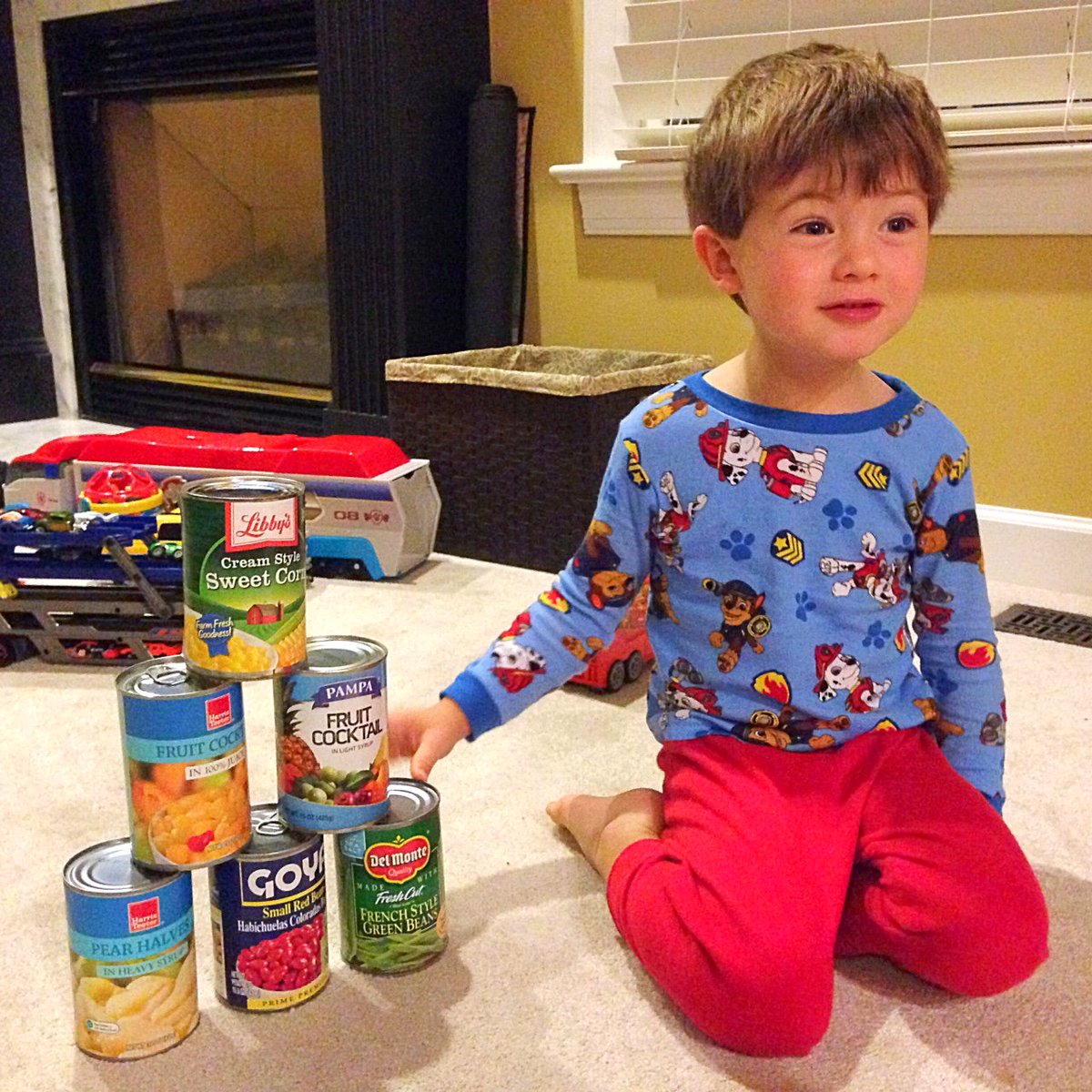 Proud of Turner for buying and donating cans to his school's food drive to benefit the <a href="/FoodBankCENC/">Food Bank of Central & Eastern North Carolina</a> #GivingTuesday