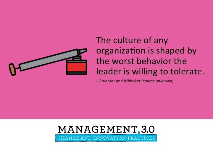 "The #culture of any #organitzation is shaped by the worst behavior the #leader is willing to tolerate"