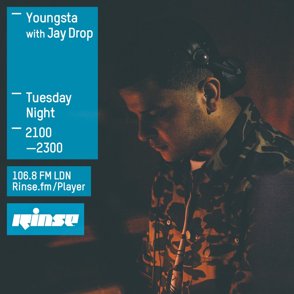 RinseFM's tweet photo. .@DJYoungsta up at 21:00 (GMT) tonight w/ special guest @Jaydropp + music from @NomineSound, @IndijiUK + @JKenzo! https://t.co/MZnuhqQv37