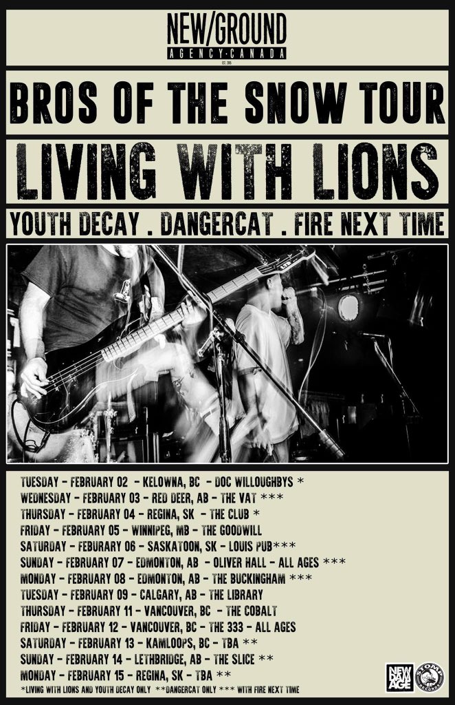 Playing some shows in Canada early next year! It's just the beginning, hold on to your butts