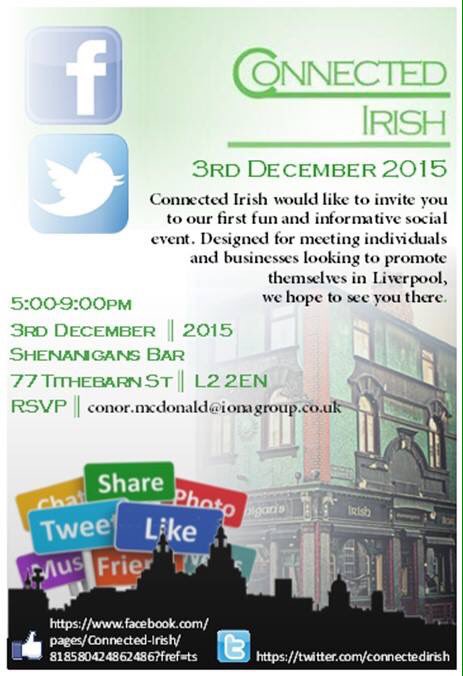 ShenanigansLiv's tweet photo. #ConnectedIrish Cum join us for our 1st fun and informative social event. We hope 2cu @Shenanigans1997 PLS RETWEET https://t.co/J9N0sc1rfM