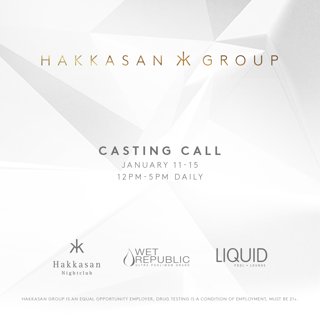 Auditions for <a href="/WetRepublic/">Wet Republic</a> &amp; <a href="/LiquidLV/">Liquid Pool Vegas</a> start 1/11/16. Interviews held at @hakkasanlv. Applicants must wear swimwear.