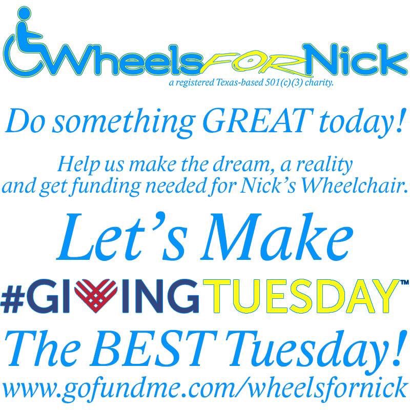 dallasnovelty's tweet photo. Do something #GREAT today! On this #GivingTuesday help #WheelsForNick hit their #goal! https://t.co/ECqdnuGkGa https://t.co/ItvRmgCfTc