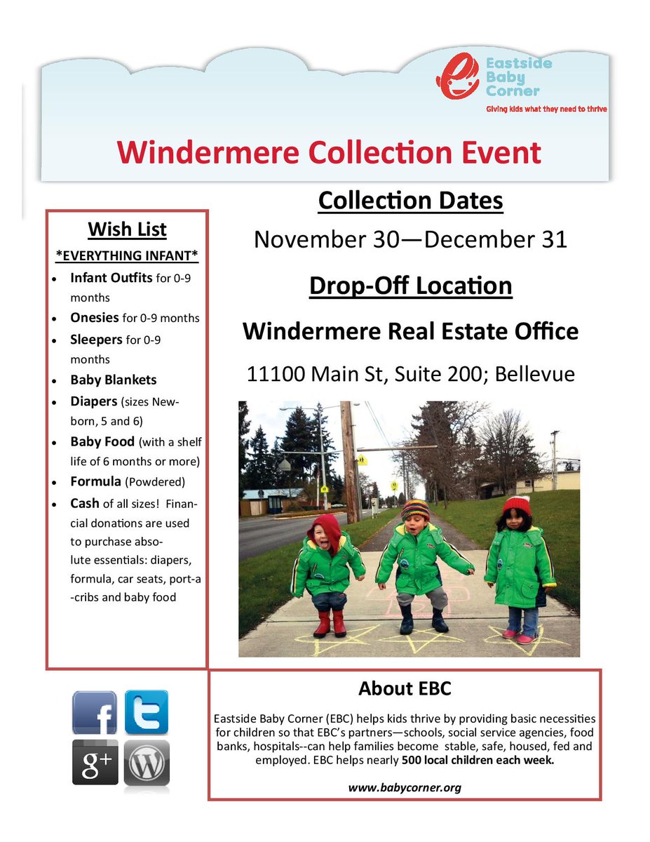 terefoster's tweet photo. Windermere Bellevue West is collecting donations for @babycorner during December! https://t.co/MRn5JtUPVS