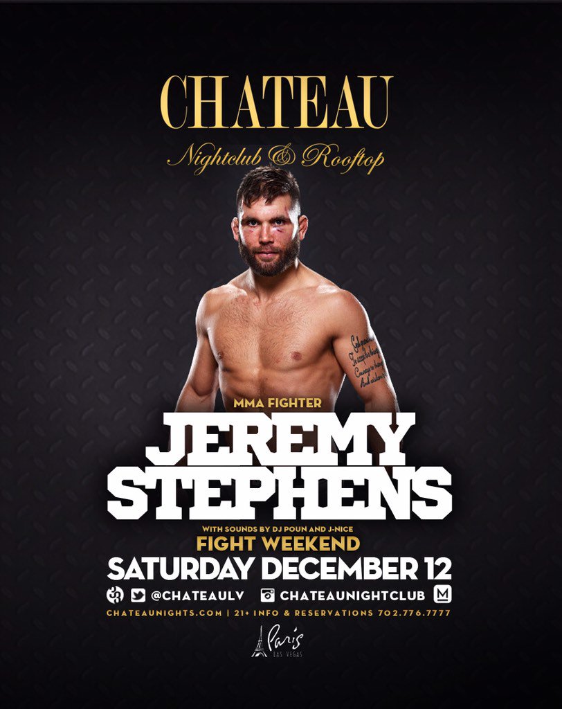 LiLHeathenMMA's tweet photo. If you'll be in #Vegas Dec 12th, we're tearing it up at @chateaulv after #UFC194! Be there! https://t.co/sKb5ILnJPx