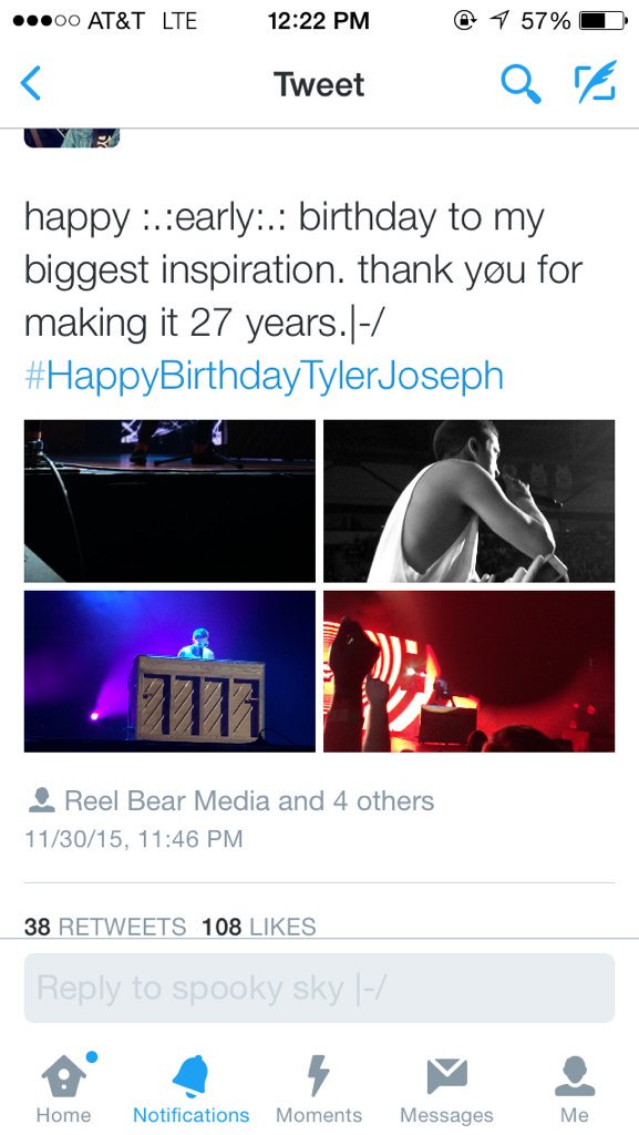 When tyler joseph likes your message WHAT.happy birthday thank you v much lil bean :) 