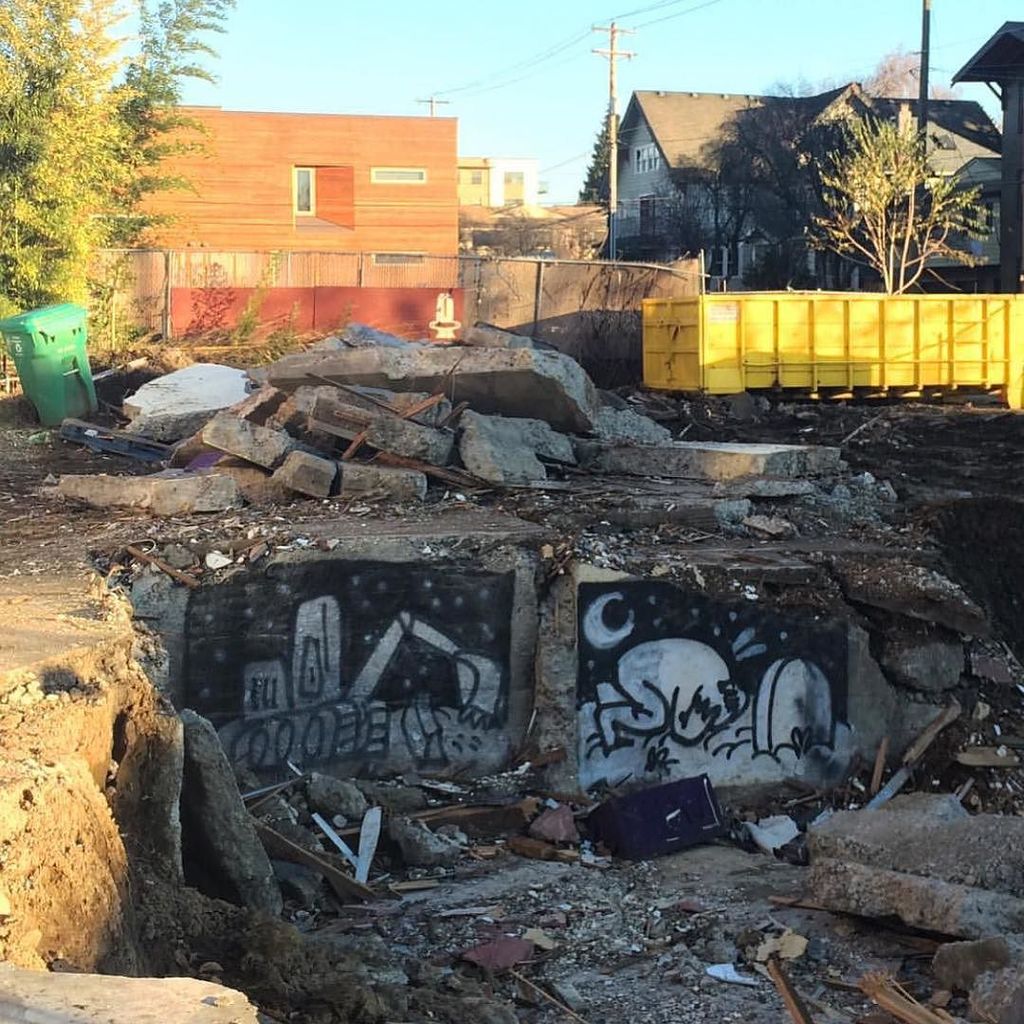 DontMove2PDX's tweet photo. Mourning over the grave of #OldPortland while a excavator does its thing ... #DontMoveToPo… https://t.co/m7Uw9e4i0S https://t.co/G1FVE9JV05