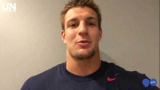 NESN's tweet photo. OK, Pats fans, take a breath. Gronk says he's going to be OK.
https://t.co/uSE9SPcUqF https://t.co/DvJCJDgrTn