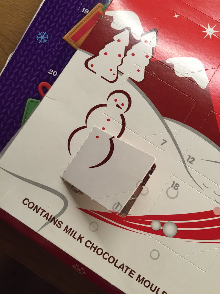 Aaron_Priscott's tweet photo. Are you meant to tare off the doors on your advent calendar? #adventcalendarproblems #1stdecember #christmas https://t.co/2aHuZdZ2s2