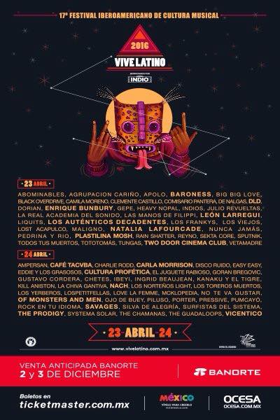 Inrocktv's tweet image. Está listo el cartel oficial de @vivelatino 2016, ¿Ya lo vieron? 🎤🎸🎶