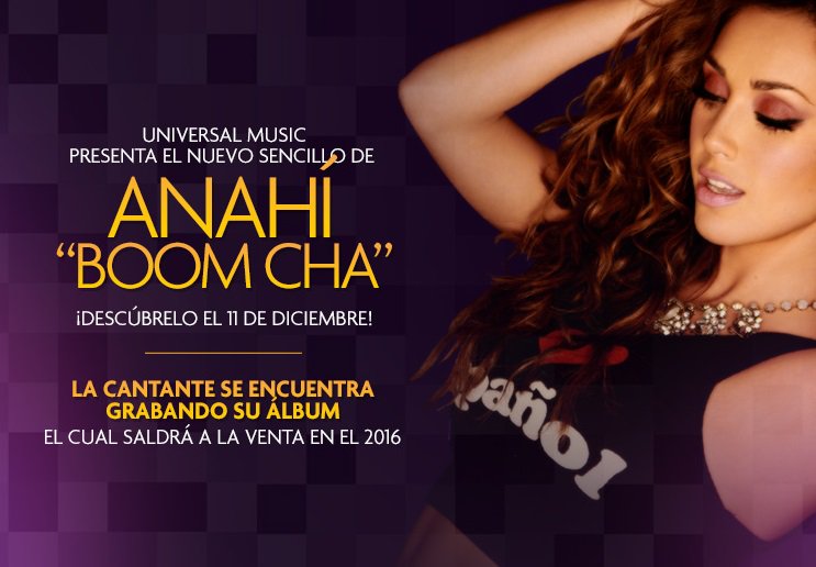 UMusicMexico's tweet photo. #Anahí les tiene una gran sorpresa el 11 de diciembre, se llama #Boomcha 😍 @Anahi https://t.co/6GpOlbEmrm