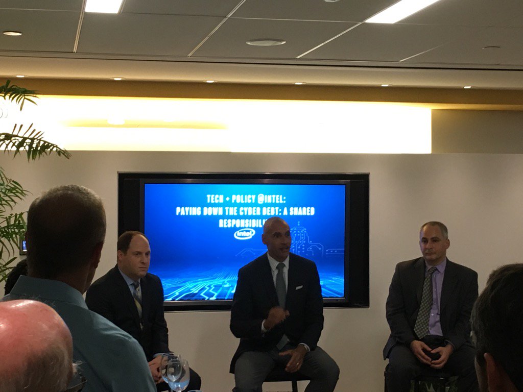 TiffanyMMoore's tweet photo. Great @IntelPolicy #techpluspolicy event - Paying Down the Cyber Debt: A Shared Responsibility. https://t.co/m2XzSQhBco