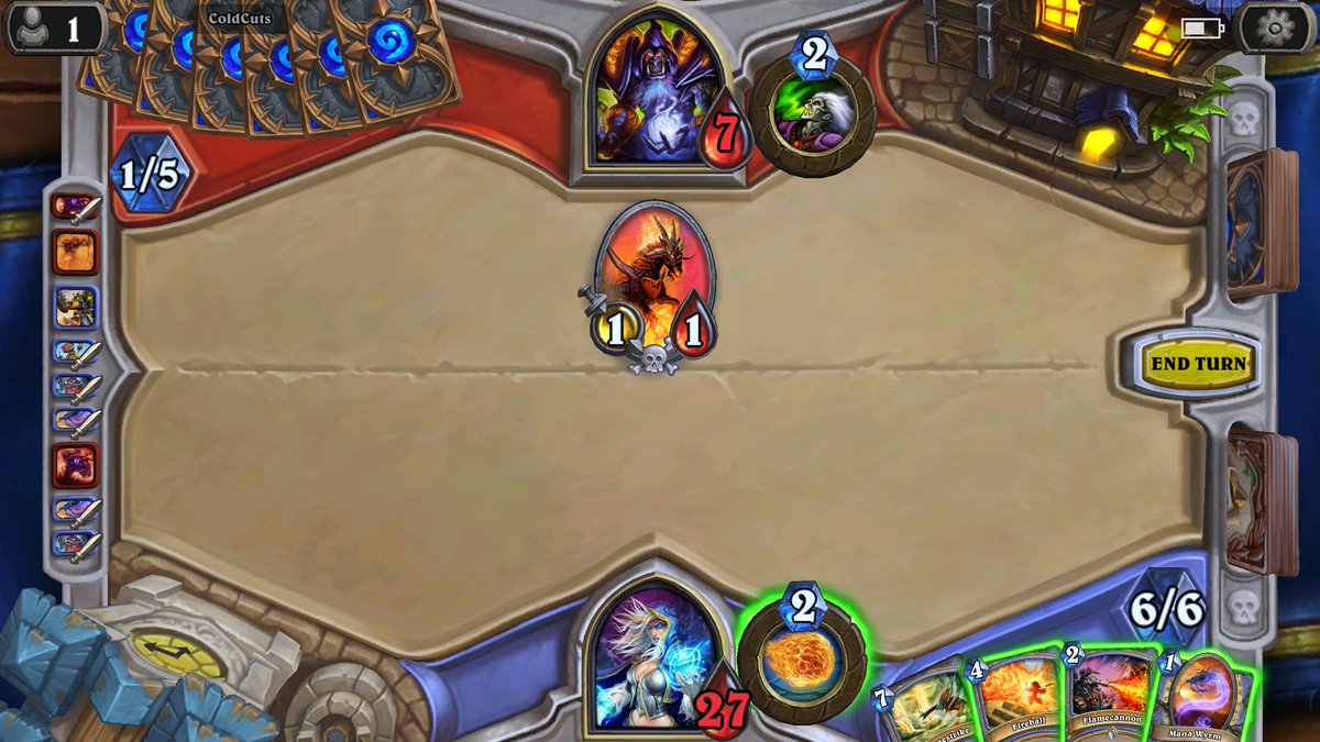 vaughn_reynolds's tweet photo. When your opponent wipes the board and feels safe. But you have the win in hand. #hearthstone #mechmage #mybad https://t.co/IibJM4k7sv