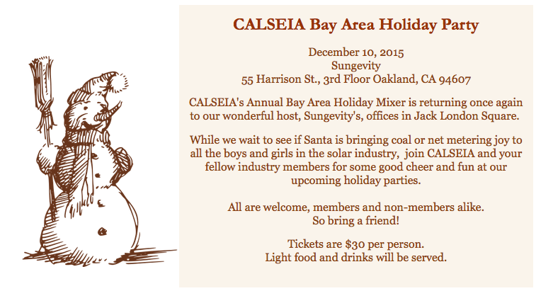 JoinPowerhouse's tweet photo. @CALSEIA's Holiday Mixer @Sungevity offices on Dec 10. RSVP https://t.co/TTj1sDX9v4 #solarfun #Santasupportssolar https://t.co/v2PGH0BZBY