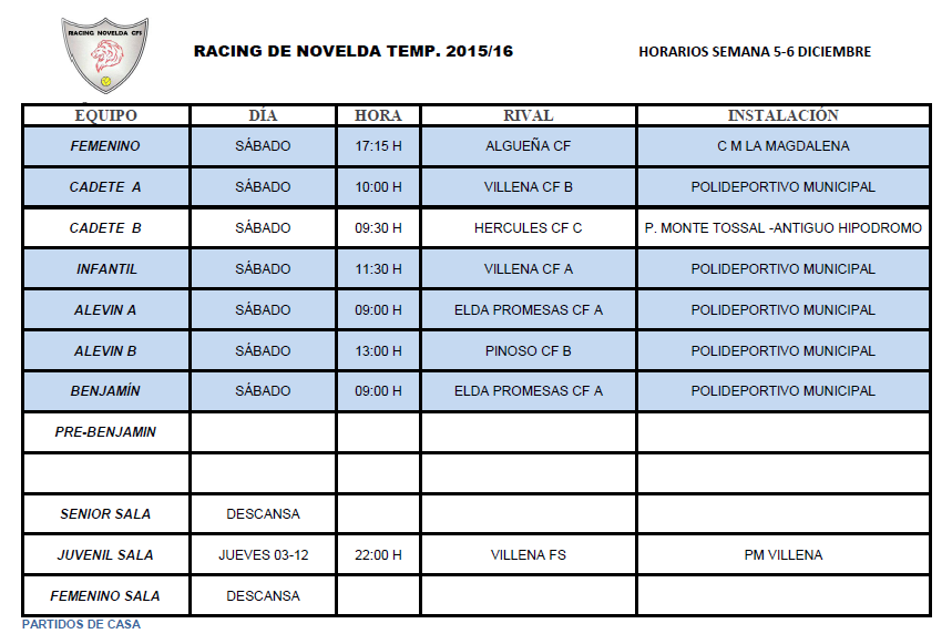 RacingNovelda's tweet photo. Horarios Partidos 05 - 06 Diciembre https://t.co/E4aP9m9Ju4