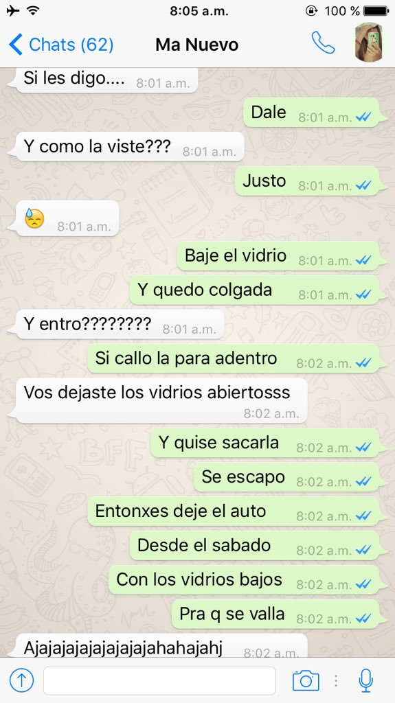 lionelferro's tweet photo. Desde el sábado que no uso mi auto porque entro una araña 😱...lean la historia jajaja ... Conversación con mi mama https://t.co/m9wfoHmJyu