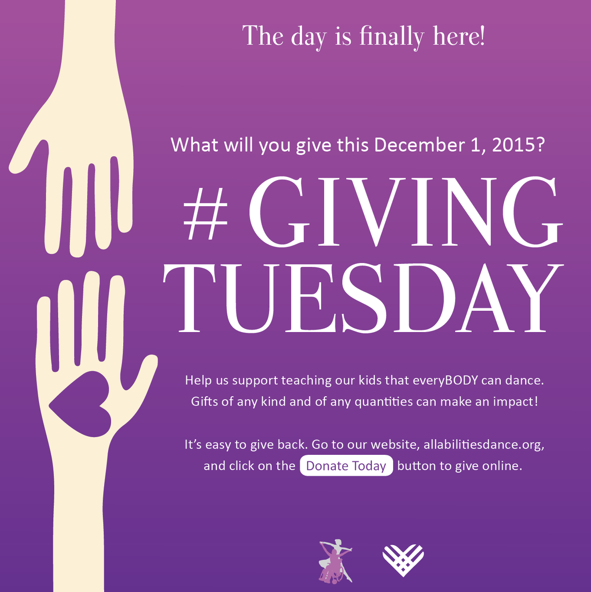 Today is the day of #GivingTuesday. All of your donations help to fund our organization! #everybodycandance