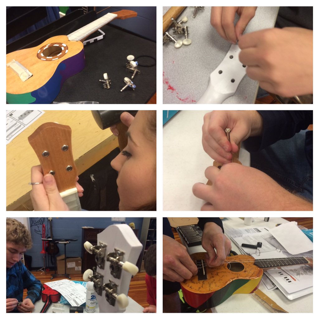 heidiwelch13's tweet photo. UKEVEMBER day 3 and 4- nuts and clear coat then tuning machines and strings! #HDHSPride #nafme #nhmea https://t.co/1vtym1F2Iw