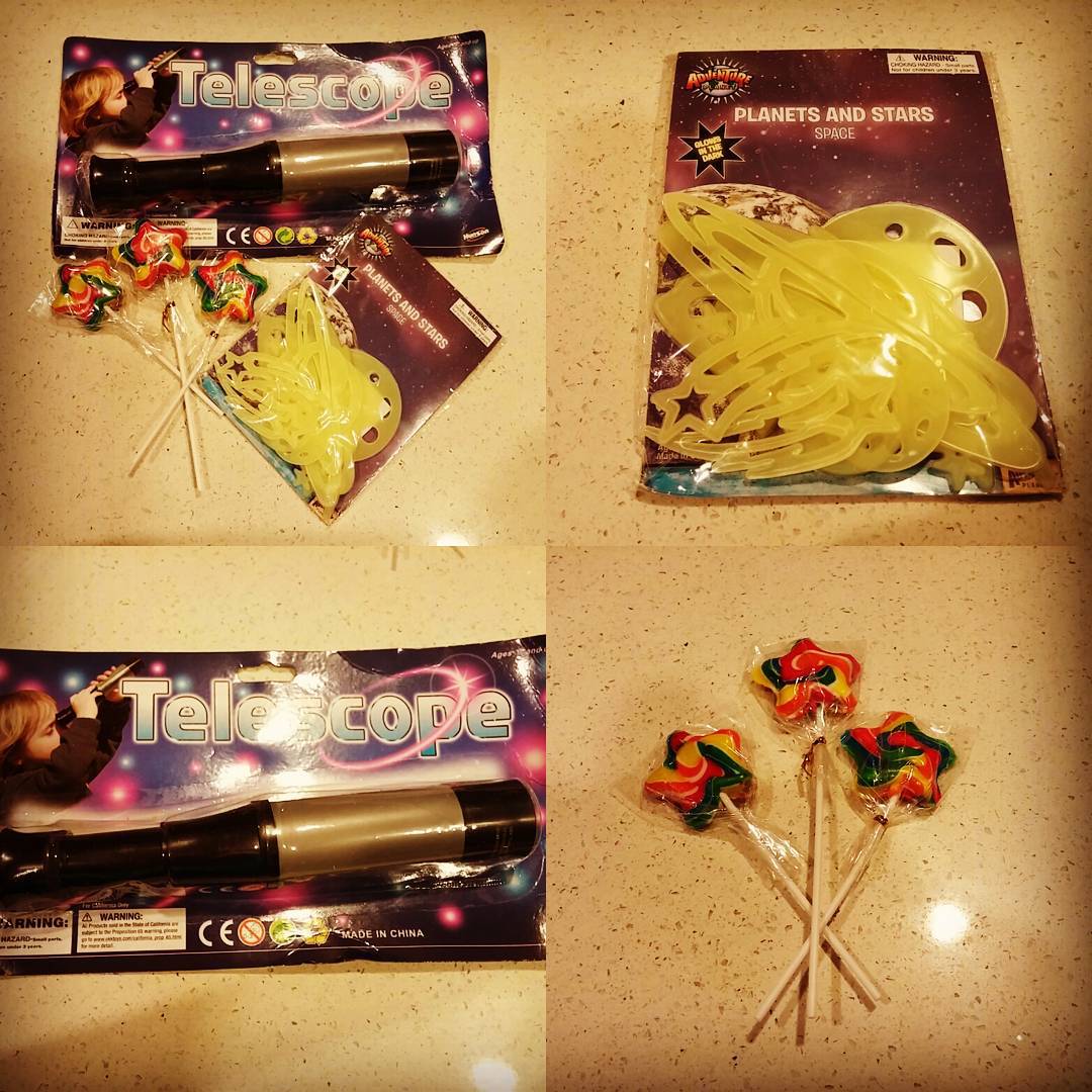 georyl's tweet photo. Great concept #solarsystemforkids: telescope,star shaped lollipops,glow-in-the-dark stars,but cheap materials.2 of 5 https://t.co/9DXX66NYsp