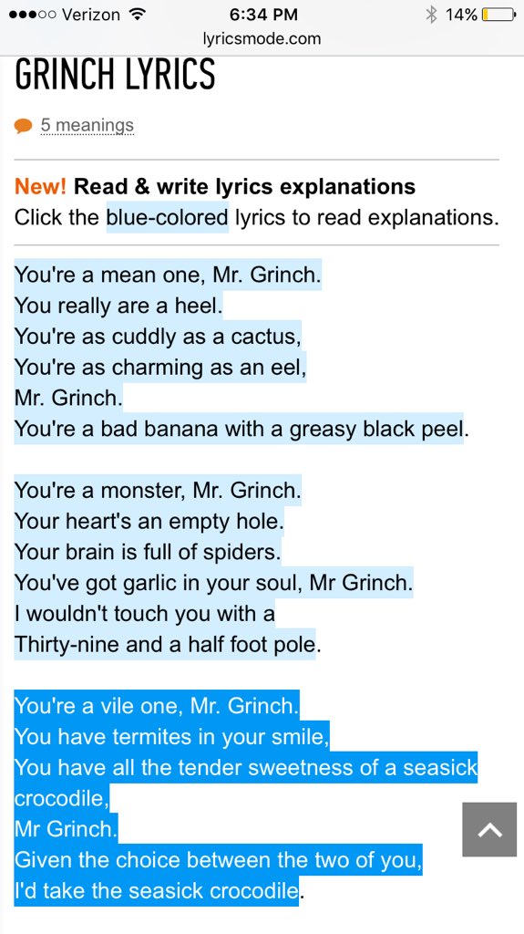 The Grinch Song Lyrics Printable