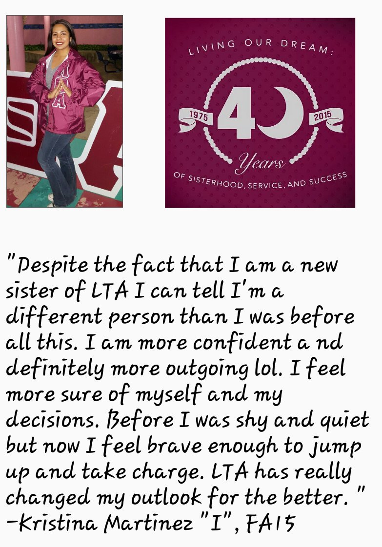 LTA_GammaTheta's tweet photo. @K_victoria23 shared how shes grown since becoming a sister of LTA #40YearsofLTA #LTA1975 #sisterhood https://t.co/e1L8exWDbI