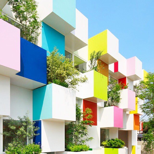 frameandfigure's tweet photo. #Colour inspo for a rainy Winter's day via #dezeen Shinkin bank in Japan #getinspired #architecture #outsidethebox https://t.co/vB5ZnHbALc