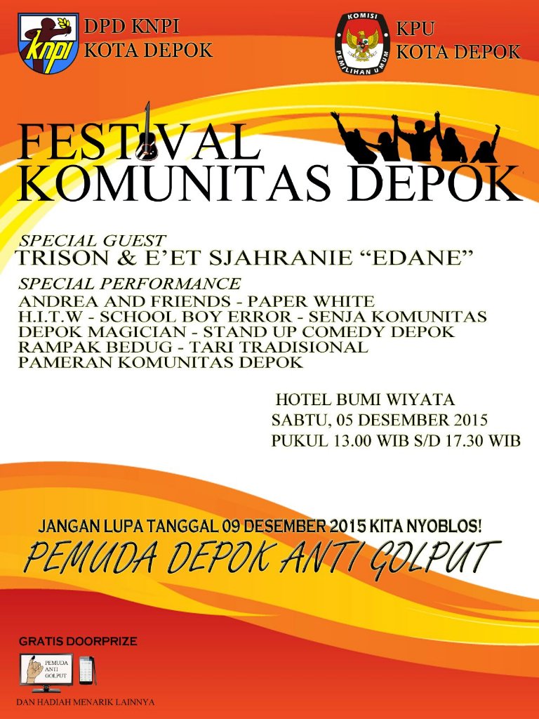 Yuk Hadiri Komunitas Depok Anti Golput Kerjasama KPU dg KNPI Depok @dody_ry @restadepok <a href="/Humas_depok/">Dokpim</a> @nyomanheru