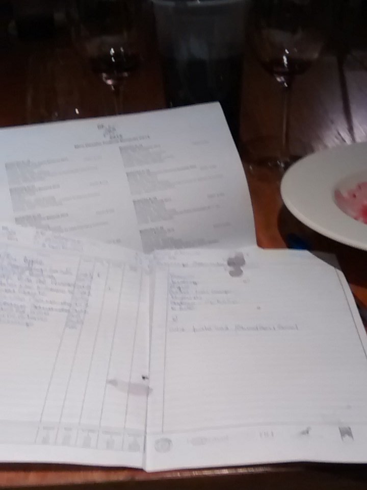 vikys_'s tweet photo. Manchas de vino, anotaciones, buenos vinos, rica cena... Y sí, fue un @DesafioFederal. Fue #MiniDFBonarda https://t.co/6CxcPgkwof