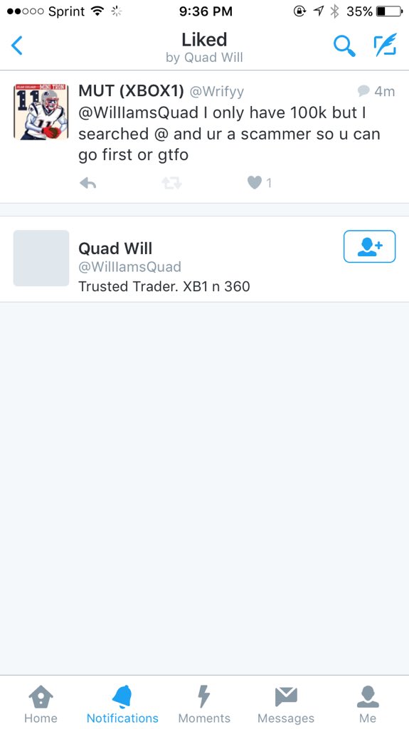 Wrifyy's tweet image. Don't deal with @WilIIamsQuad he is trying to scam @TrustedTradeMUT