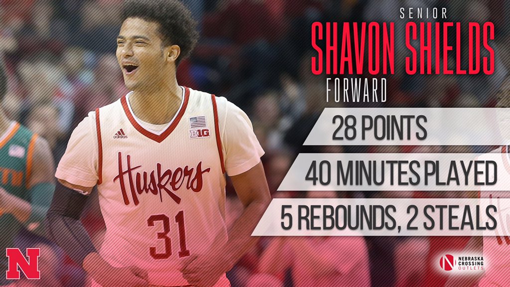 HuskerMBB's tweet photo. Shavon tonight. 

Savage.

✊🔴🏀 #GBR #UsAlways https://t.co/zsf0KHv12S