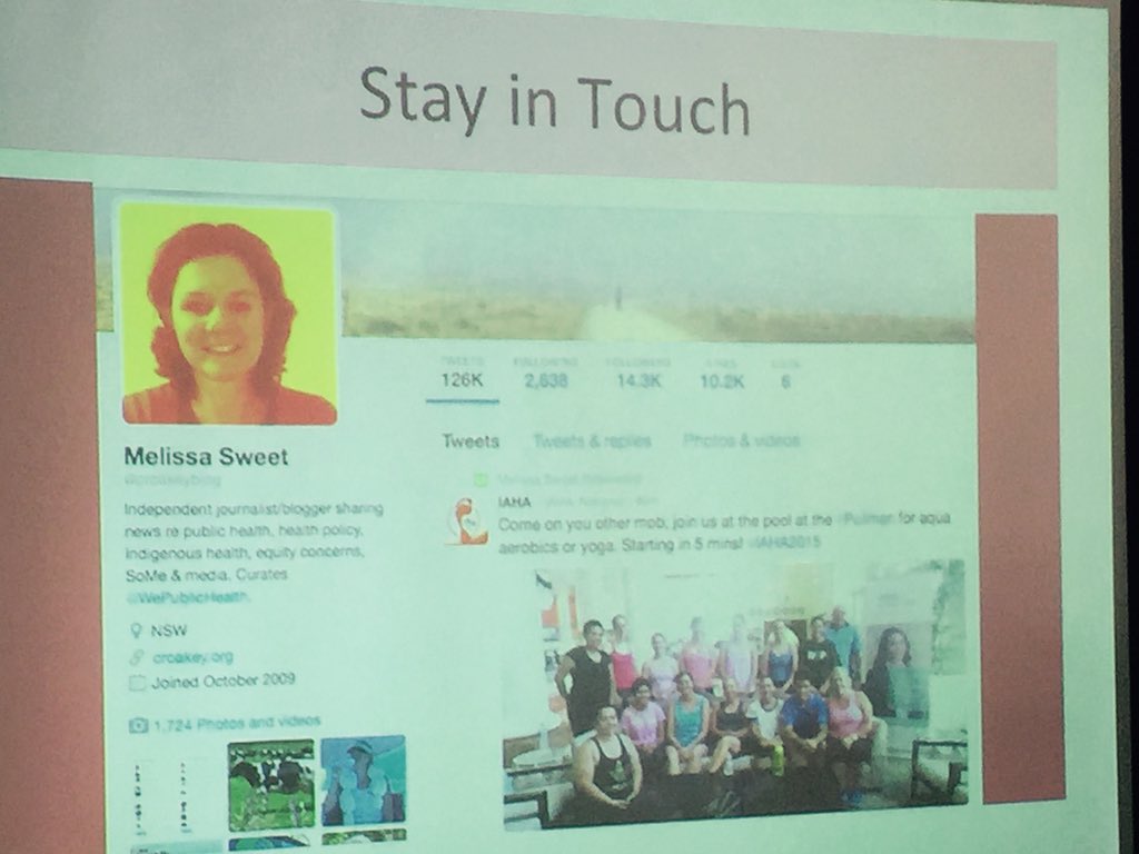 RuthNBarker's tweet photo. Great Twitter session thanks Melissa @croakeyblog #IAHA2015 https://t.co/y8fVZDIvKs