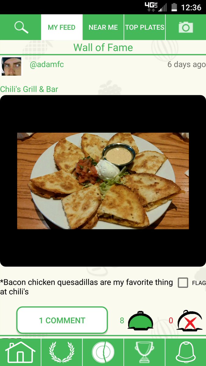 FoodChainApp's tweet photo. @Chilis with a #topplate on the #walloffame ! Sure does look #delicious !  #tryit next @FoodChainApp dinner/meeting! https://t.co/l7cLykqHEw