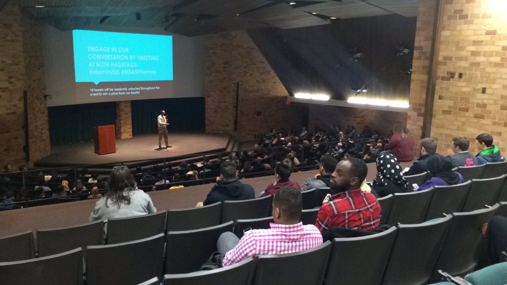 MSAStThomas's tweet photo. A few photos of from our event last Tuesday #IslamVsISIS; Video recording will be available to everyone shortly. https://t.co/troyDYDF4l