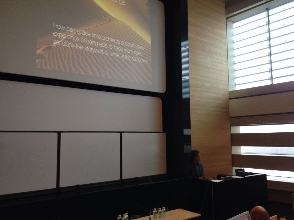 studhio's tweet image. Henrik Schoenau-Fog discusses free roaming in a story world #ICIDS2015 #storytelling #interactivestorytelling