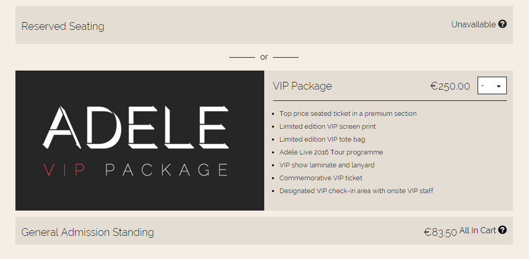 I finally got through only to find that the only option left is to buy 1 VIP ticket! #adeletickets #Dublin