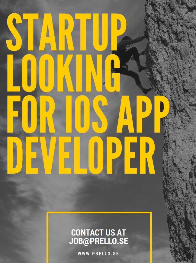 PrelloSthlm's tweet photo. Nu söker vi en iOS apputvecklare! #prello #job #sthlmtech #iosapp #appdev #fintech #startup https://t.co/masDGJ5uom