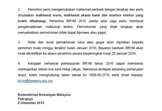 Permohonan dan kemaskini Bantuan Rakyat 1Malaysia (BR1M 