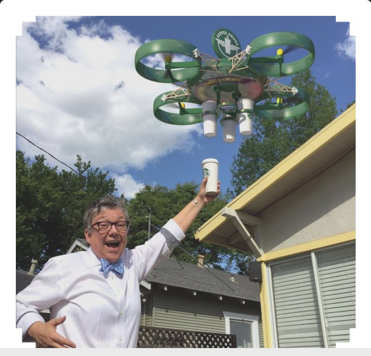 Delivery starbucks coffee by drone quadcopterdronereviews.com