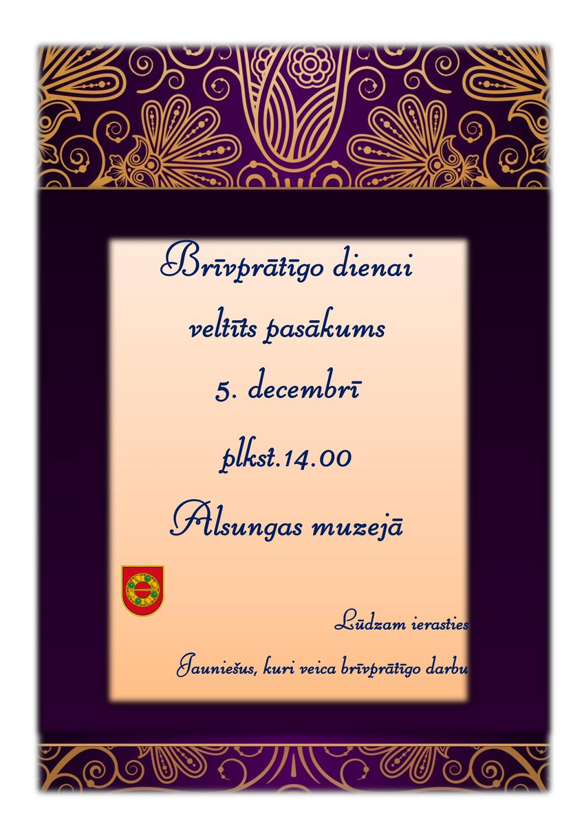 Alsungasnovads's tweet image. Ja esi veicis brīvprātīgo darbu,vai vēlies iesaistīties, gaidīsim Alsungas muzejā 5.decembrī plkst.14.00.