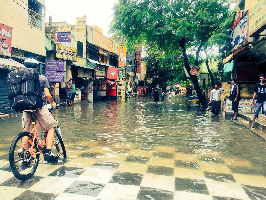 #chennairains kindly don't cycle in the rain... #potholes #unseen #chennaicycling