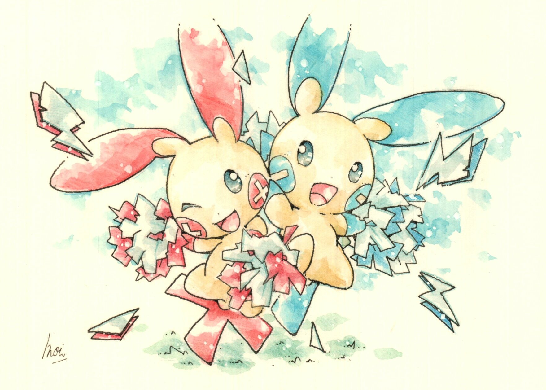 Inori 今日のポケモン図鑑 ｎｏ ３３１ プラスル マイナンの てだすけ T Co Yraseowlpu Twitter